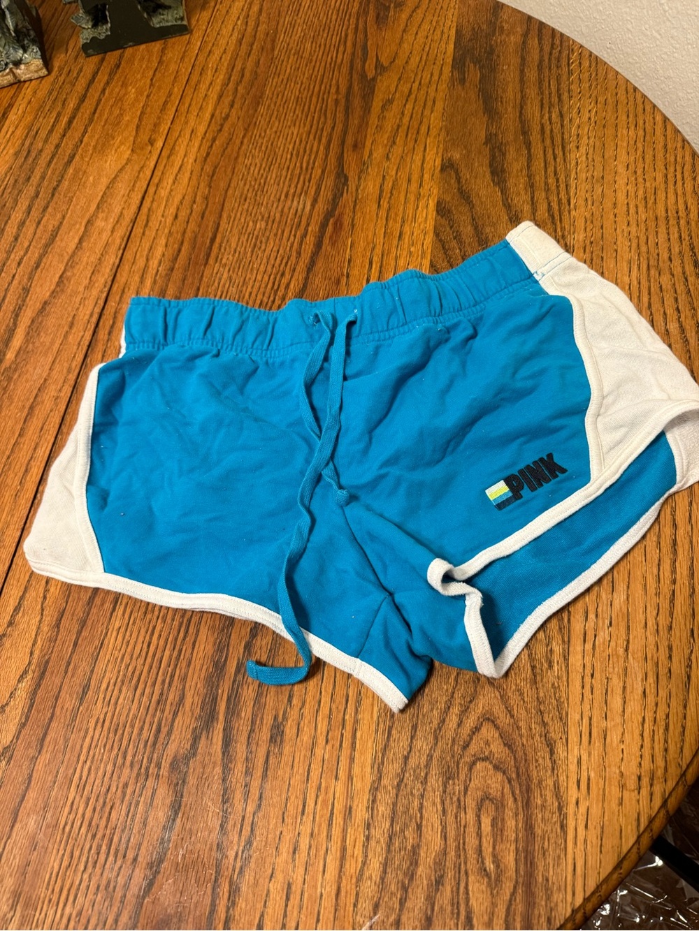 PINK Victoria's Secret Teal Athletic Shorts with White Trim